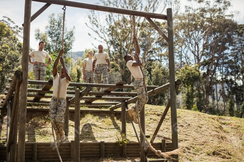 Preview: Military soldiers training rope climbing