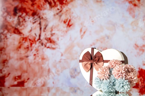Preview: front view valentines day present with flowers on light background color feeling family beauty