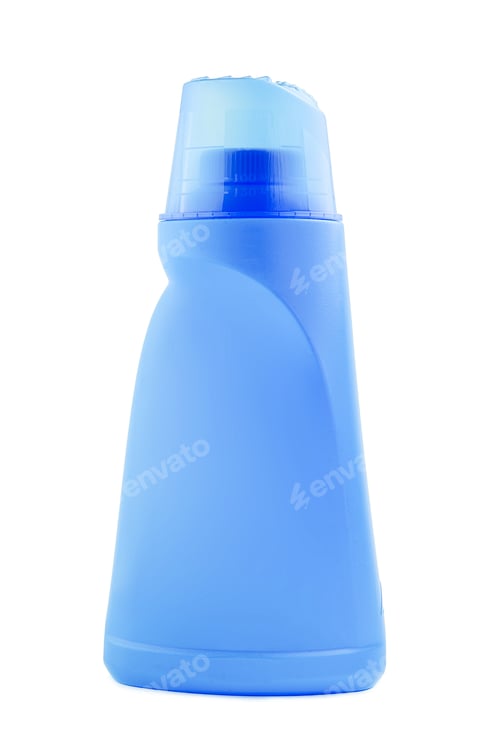 Preview: Laundry detergent in blue plastic bottle isolated on white background