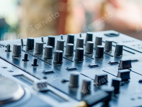 Preview: Closeup of dj controller - selective focus