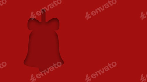 Preview: red textured canvas background with christmas bell shape cutout
