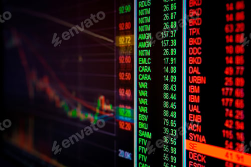 Vista previa: Gráfico y gráfico de inversión financiera en la pantalla del monitor.
Economía