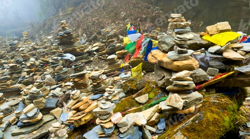 Preview: River Stacked Stones, Annapurna Conservation Area, Himalaya, Nepal