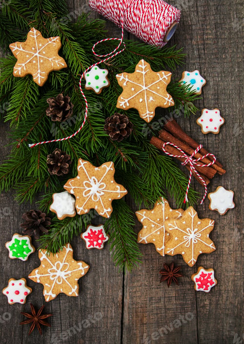 Preview: Christmas ginger and honey colorful cookies