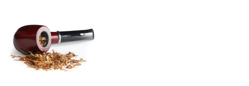 Preview: Classic smoking pipe with tobacco on white background. Banner design