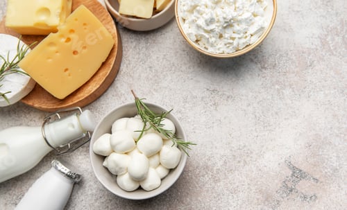 Preview: Assortment of fresh dairy products providing healthy nutrition