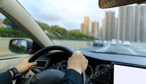 Preview: People driving car on city road