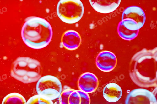 Preview: Abstract Soap Bubble Background. Element For Designers. Foam Red Bubble Texture. Colorful Bubbles