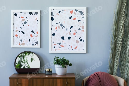 Preview: Creative composition of stylish living room inerior design