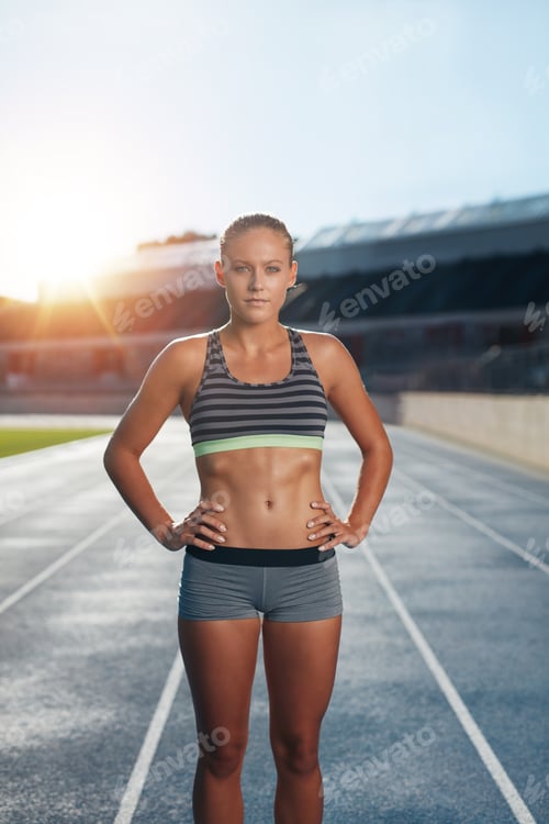 Preview: Fit young woman after run on race track
