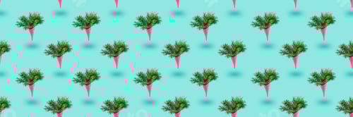 Preview: Modern christmas seamless texture. Painted pink ice cream cone with fluffy fir branches levitate