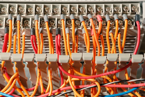 Preview: Multi-colored wires connected to the terminals close-up