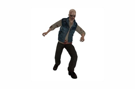 Preview: Figure with outstretched arms and bloodstained clothing