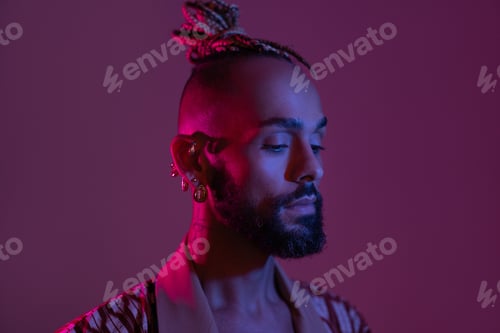 Preview: Black man in neon studio light