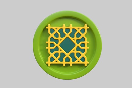 Preview: Green plate with yellow geometric design