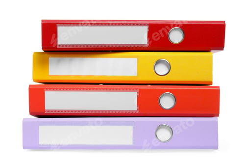 Preview: Many bright office folders isolated on white
