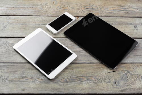Preview: digital tablet and smartphone on the table