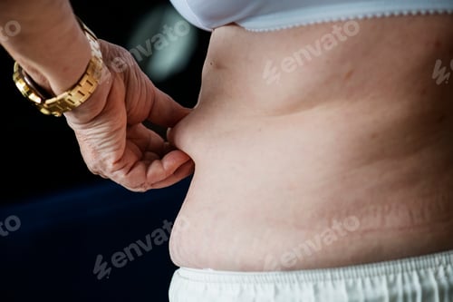 Vista previa: Closeup of obese elderly woman
