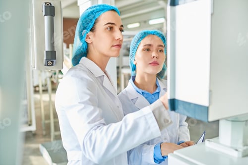Preview: Two Young Women Working at Factory
