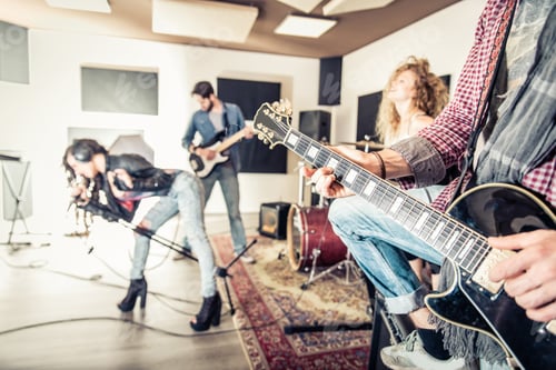 Preview: Rock band performing in recording studio