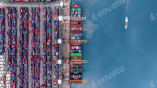 Preview: Aerial view container cargo ship freight shipping international, Global business freight