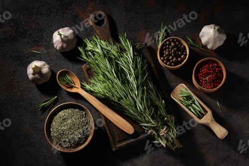 Preview: Seasoning and spices, rosemary, concept of seasoning