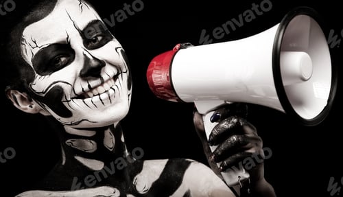 Preview: Attractive girl with skeleton makeup