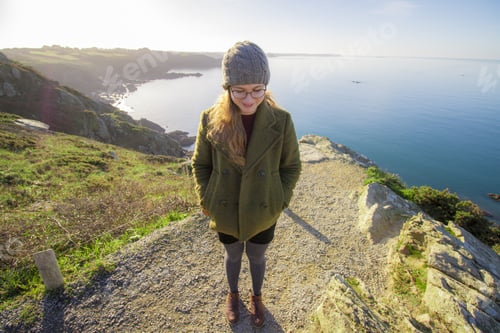 Preview: Beautiful Girl In Front Of The Cliffs Of Brittany, France