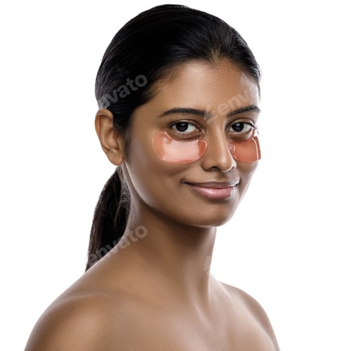 Preview: Beautiful Indian woman with hydrating eye patches under her eyes