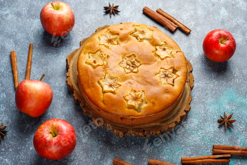 Preview: Sweet homemade apple cake with cinnamon.