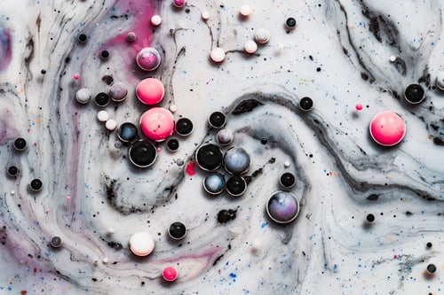 Preview: Abstract Art with Pink and Black Paint Bubbles