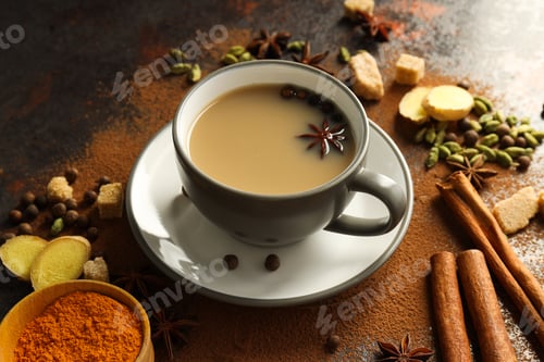 Preview: Traditional Indian hot drink with milk and spices - Masala tea