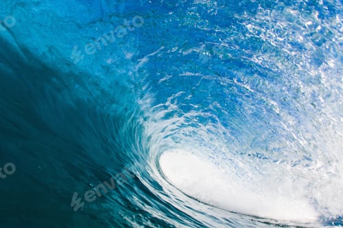 Preview: Surface level view of ocean wave rolling overhead