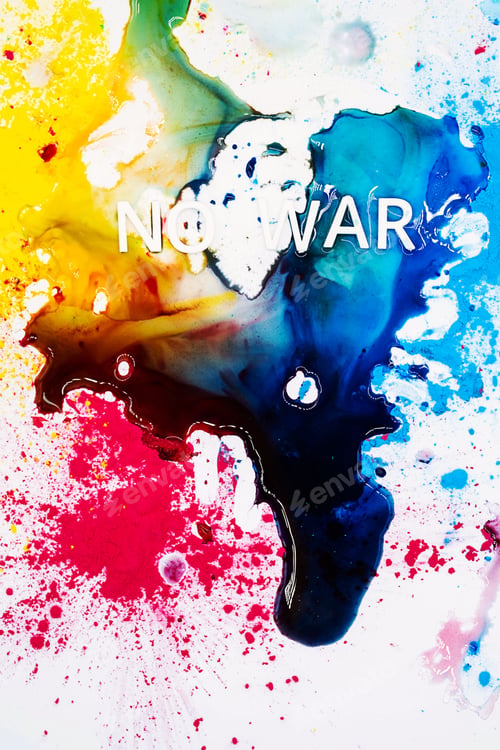 Preview: Message - No War Against Background of Explosion Bright Colours.