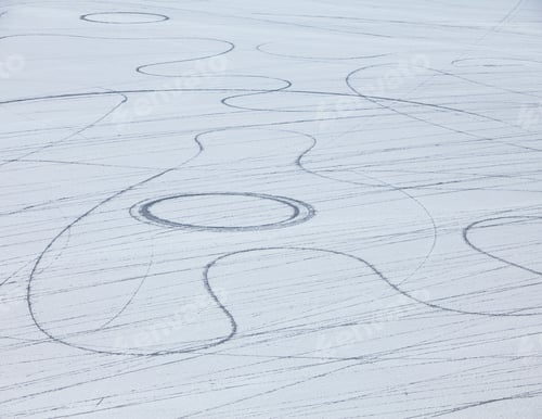 Preview: Tyre marks and tracks in the playa salt pan surface of Black Rock Desert, Nevada.