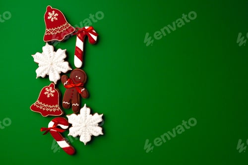Preview: Assortment of Christmas gingerbread cookies top view