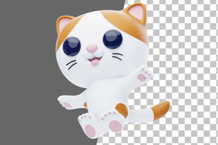 Preview: Stylish Jumping Cat Character 3D Illustration