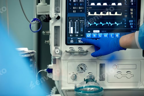 Preview: Heart rate monitor in a hospital theater. Medical device for monitoring vital signs in the hospital