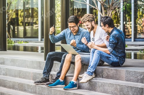 Preview: Group Of Asian and Multiethnic Business people with casual suit working with happy