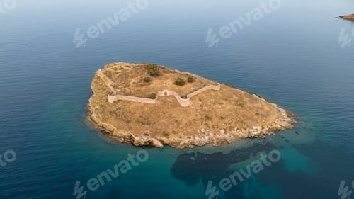 Preview: Aerial panorama of the city and harbor of Poros island in the Saronic Gulf, Greece,