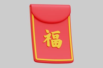 Preview: Stylized Red Envelope Hongbao With Fortune Symbol