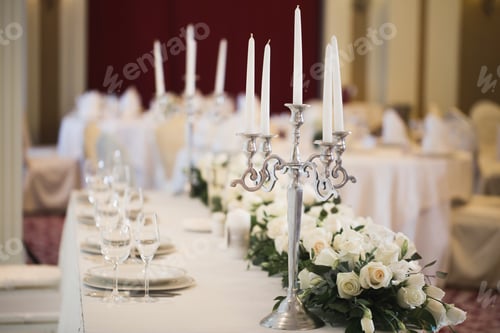 Preview: Flower and candle decoration for a wedding