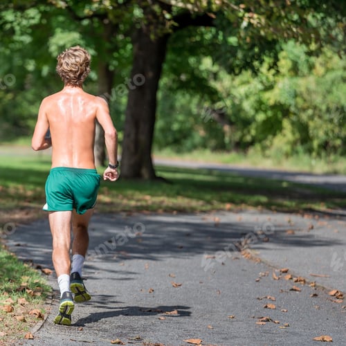 Preview: Man running at the park in New York City, daily routine and fitness concept