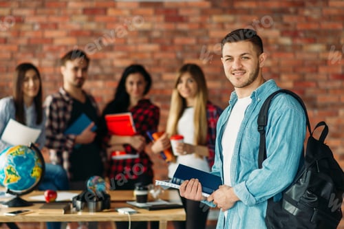 Preview: Group of highschool students with textbooks, team