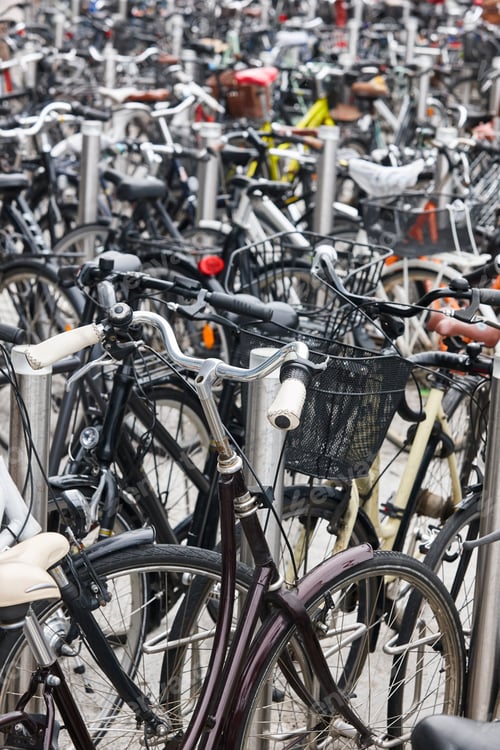 Preview: Downtown urban parking lot for bikes in Copenhague. Ecology transport