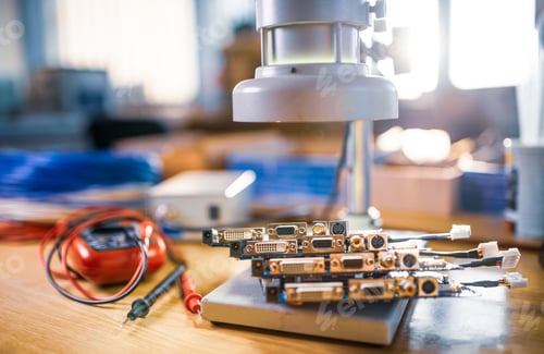 Preview: Modern microscope, electronic components in a scientific laboratory