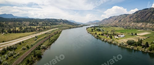 Preview: Aerial view of Trans-Canada Highway near Thompson River