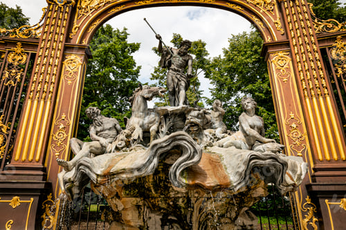 Preview: detail of Gates and fountain in gold in Stanislas Place - Nancy - France.