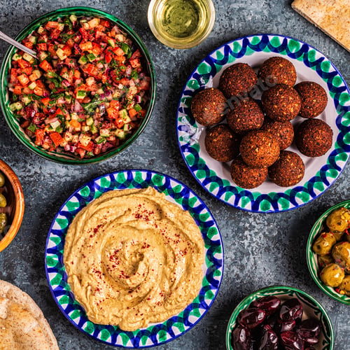 Preview: Falafel and hummus - traditional dish of Israeli and Middle Eastern cuisine