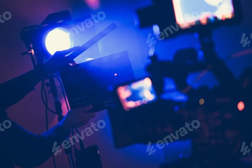 Preview: Film Stage with Digital Camera and a Clapperboard